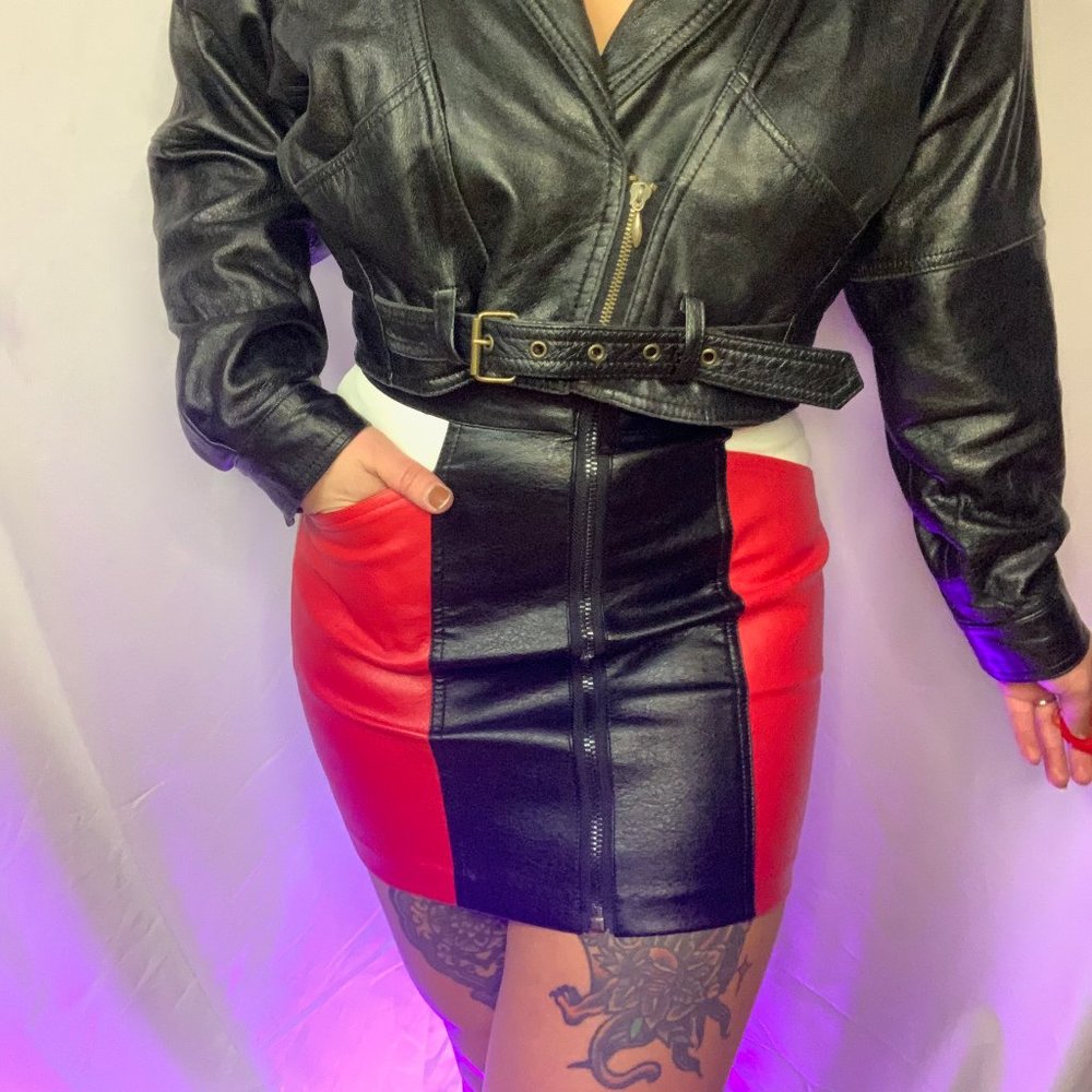 Urban Outfitters Pleather Colorblock Mini Skirt XS